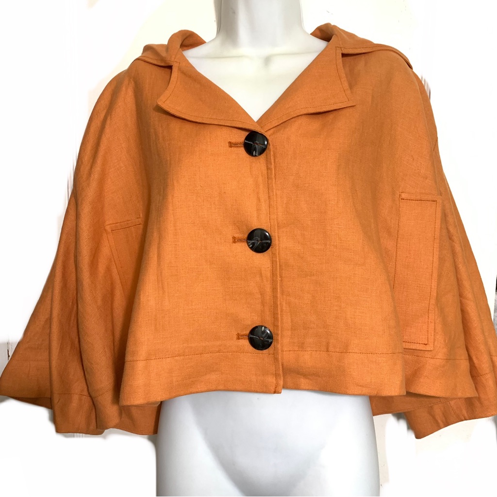 Linen Cropped Hoodie Peacoat/Trench Nwot Size Sr
